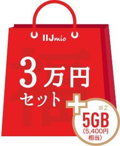3万円セット+5GB(5,400円相当）