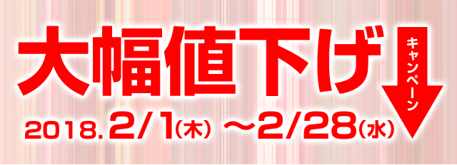 期間限定！大幅値下げキャンペーン 2018/2/1～3/6まで！