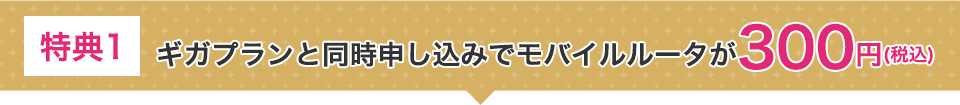 特典1 ギガプランと同時申し込みでNEC Atermが300円（税込）