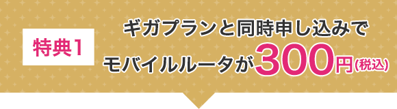 特典1 ギガプランと同時申し込みでNEC Atermが300円（税込）