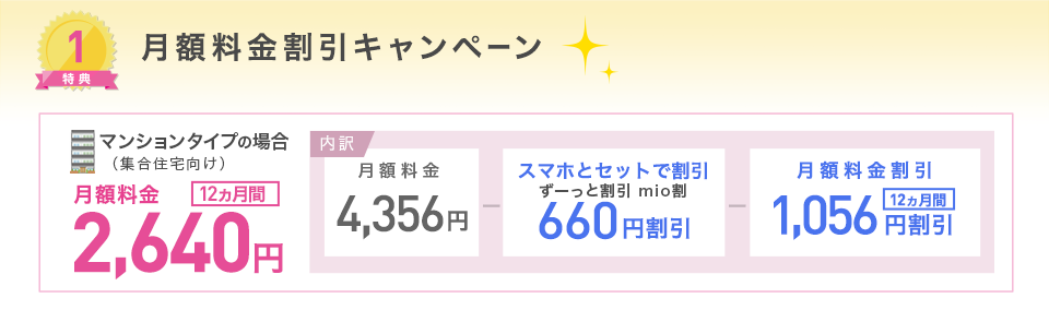 特典1 月額料金割引キャンペーン