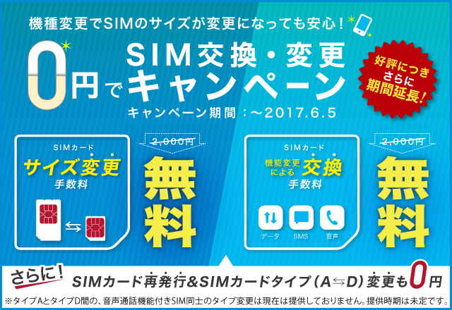 0円でSIM交換・変更キャンペーン