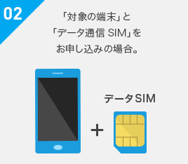 02 「対象の端末」と「データ通信 SIM」をお申し込みの場合。