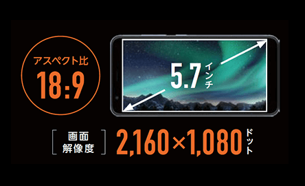 動画やアプリがもっと楽しくなる5.7型フルHD + 迫力の大画面