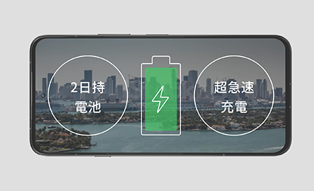 2日持ちの長持ちバッテリー×約35分超急速充電