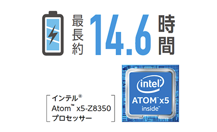 バッテリー残量を気にせず使える長時間駆動