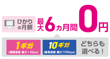 ひかりの月額最大6ヵ月間0円！