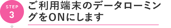 ご利用端末のデータローミングをONにします