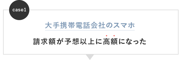 ケース1：大手携帯電話会社のスマホの請求額が予想以上に高額になった