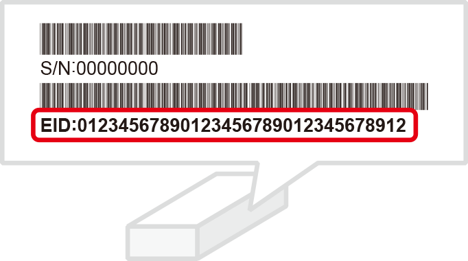 端末の箱側面にあるEIDラベルから確認