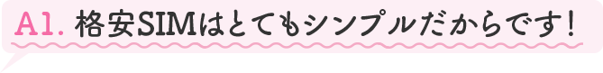 A1.格安SIMはとてもシンプルだからです!