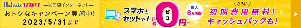 光回線インターネットサービスのIIJmioひかり！おトクな期間限定キャンペーン実施中！
