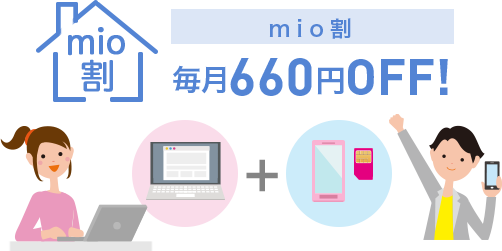 ギガプランとセットでもmio割毎月660円OFF！