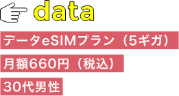 データeSIMプラン（5ギガ）月額660円（税込）30代男性